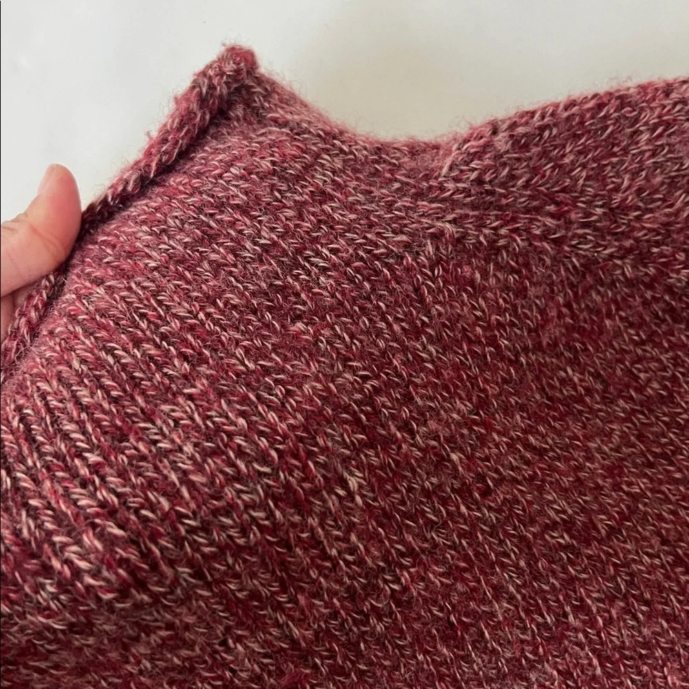 Vintage VTG J.Crew Knit Roll Neck Sweater Red Speckle Thick 100% Wool Unisex M